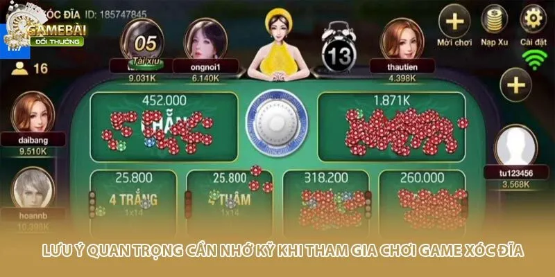 Lưu &yacute; quan trọng cần nhớ kỹ khi tham gia chơi game x&oacute;c đĩa