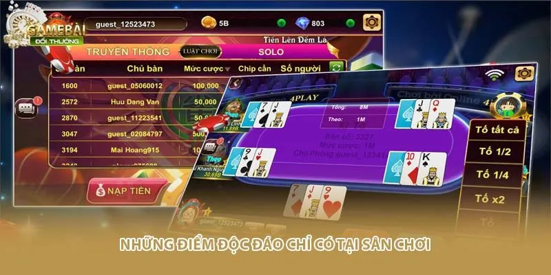 Những điểm độc đ&aacute;o chỉ c&oacute; tại s&acirc;n chơi